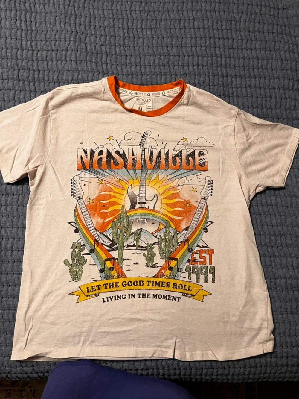 Nashville Graphic Tee - Beige with Orange Trim